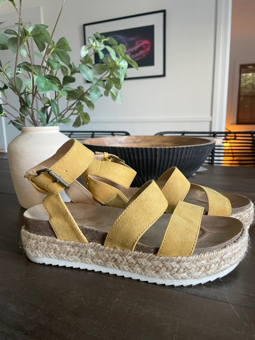 Yellow Platform Espadrille Sandals